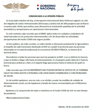 Comunicado a la opinión pública.