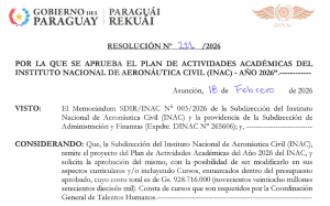 Resolución N° 211/2026 - POR LA QUE SE APRUEBA EL PLAN DE ACTIVIDADES ACADÉMICAS DEL INSTITUTO NACIONAL DE AERONÁUTICA CIVIL (INAC) - AÑO 2026