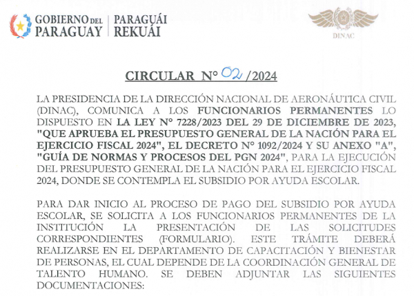 Circular N° 2 / 2024 - Subsidio por ayuda escolar