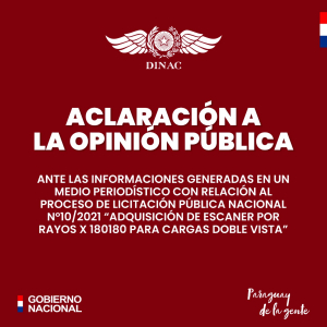 ACLARACIÓN A LA OPINIÓN PÚBLICA - 02/08/2021