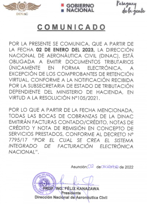 La DINAC se suma al uso de Facturas Electrónicas